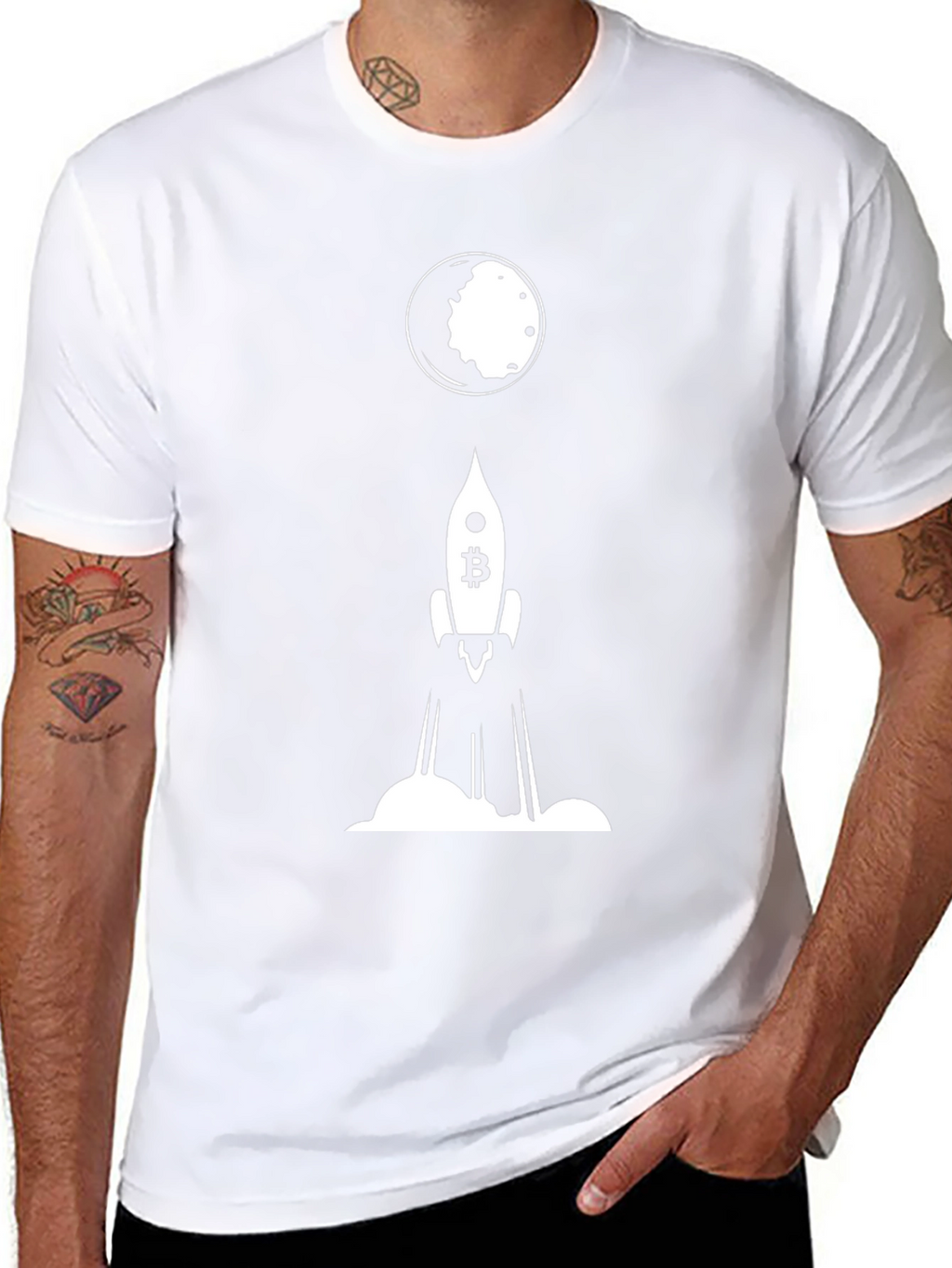 Bitcoin Rocket to the Moon Black T-Shirt