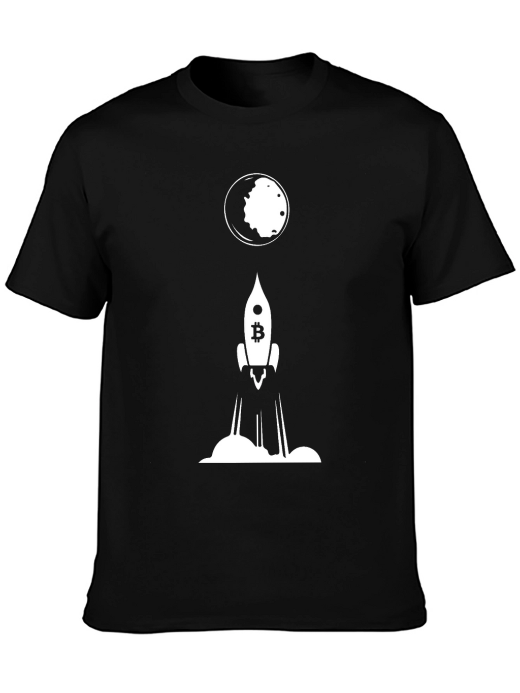 Bitcoin Rocket to the Moon Black T-Shirt