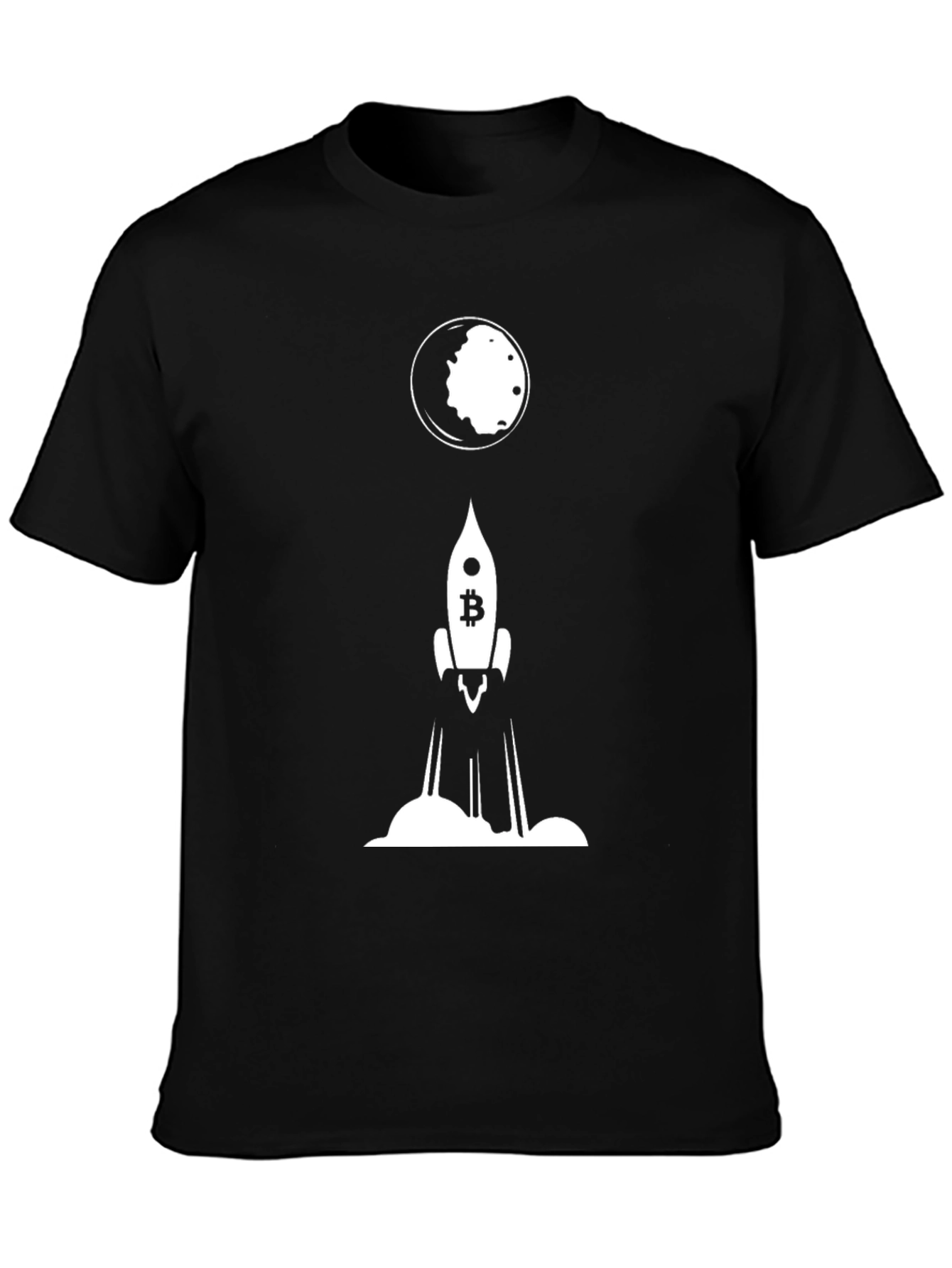 Bitcoin Rocket to the Moon Black T-Shirt
