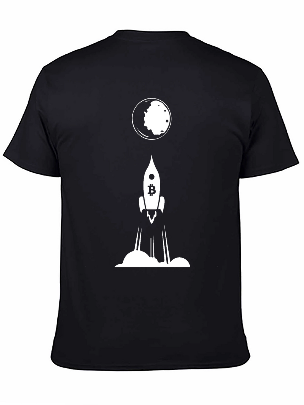 Bitcoin Rocket to the Moon Black T-Shirt