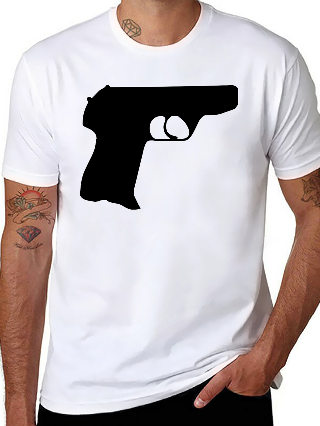 Black Gun Graphic Tee - Bold Statement