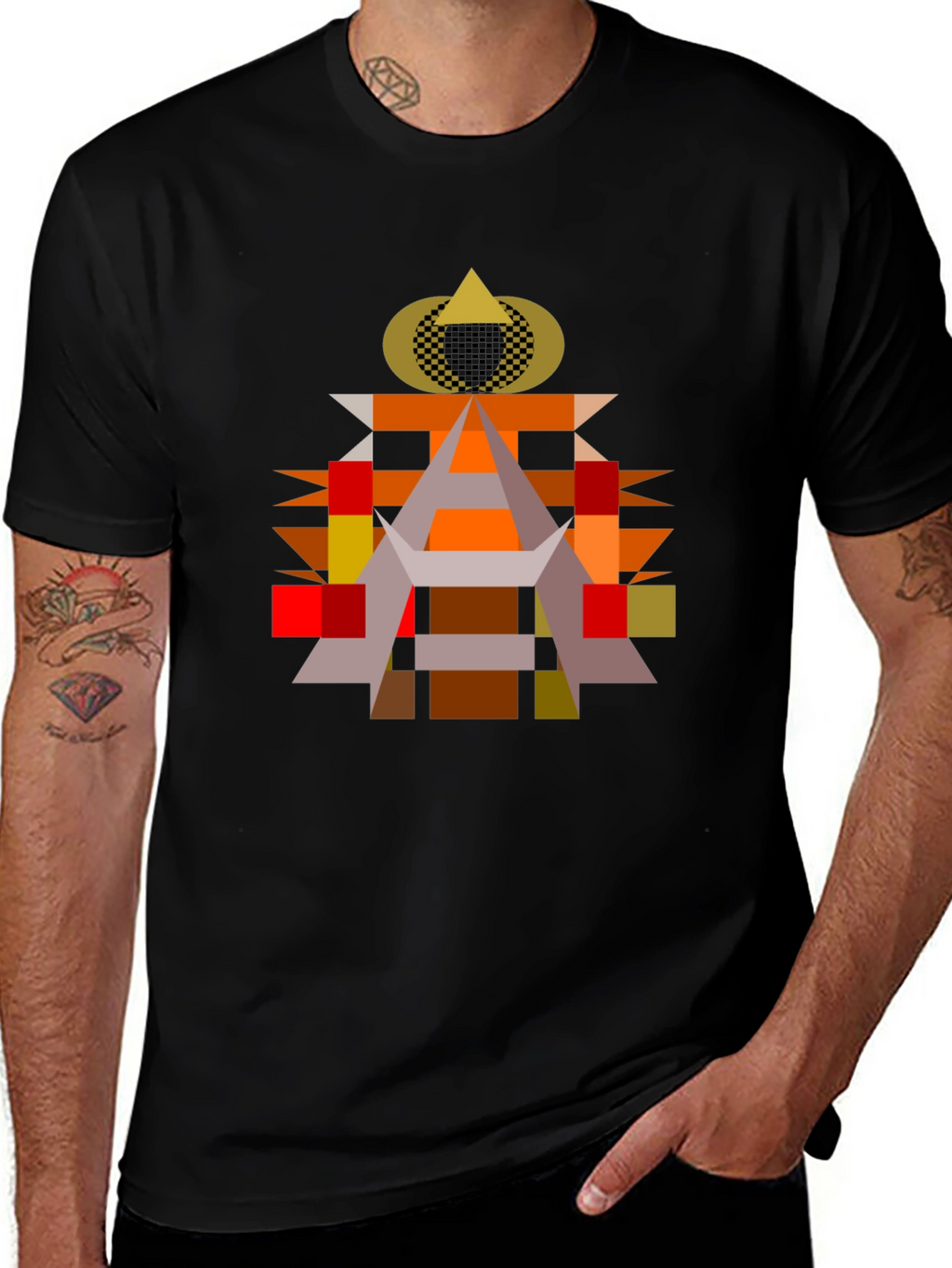 Abstract Geometric Art Black T-Shirt