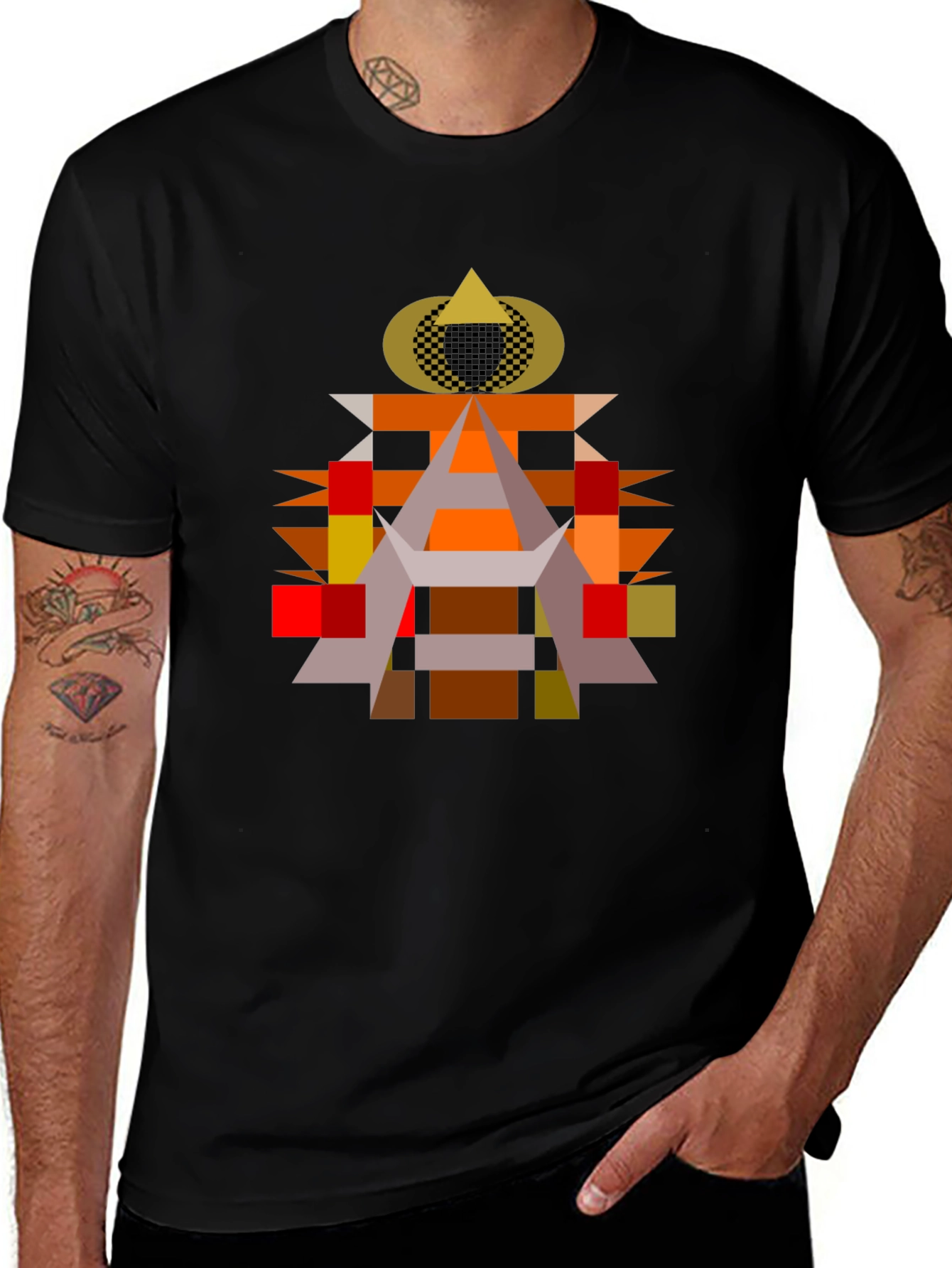 Abstract Geometric Art Black T-Shirt