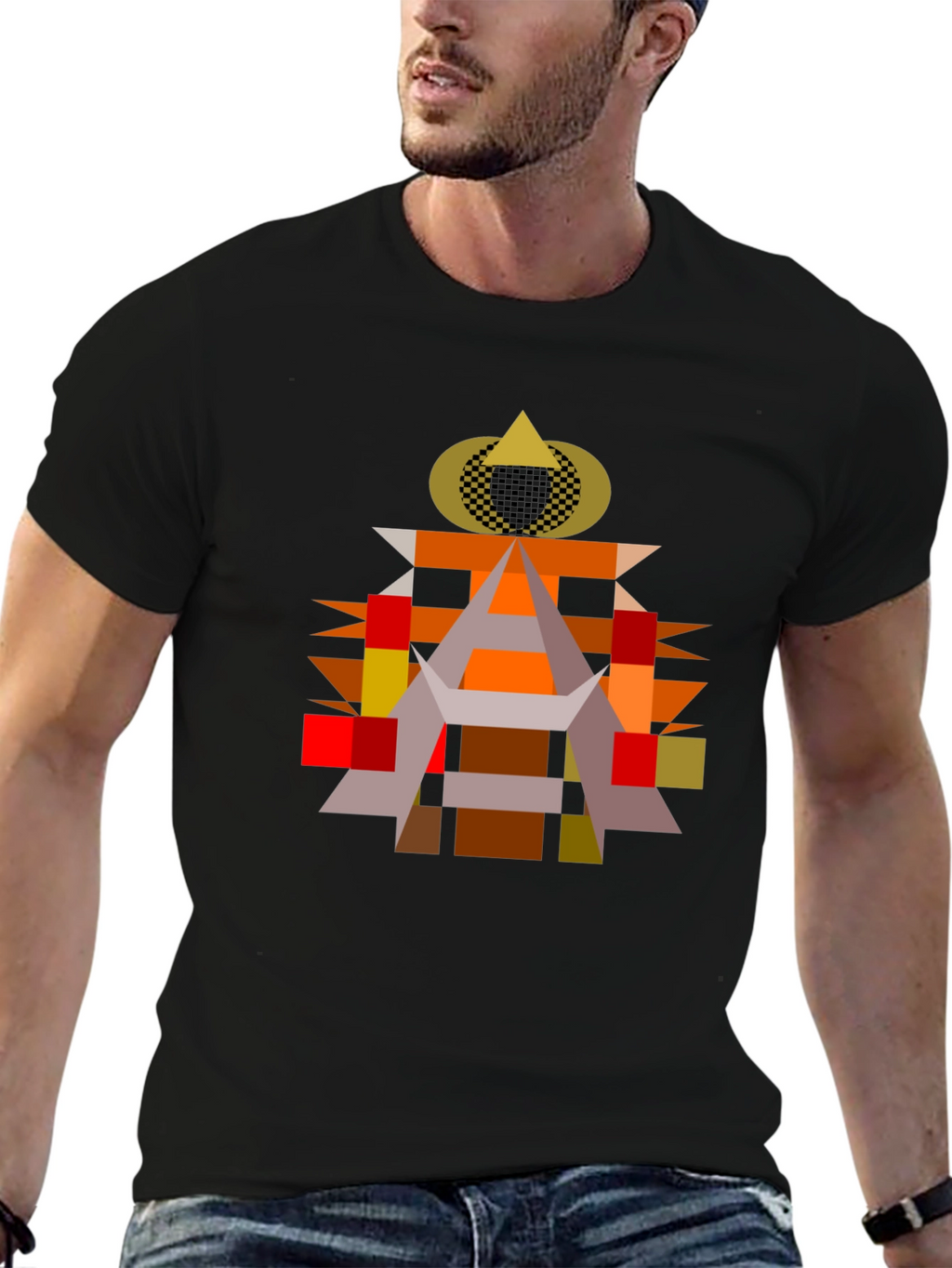 Abstract Geometric Art Black T-Shirt
