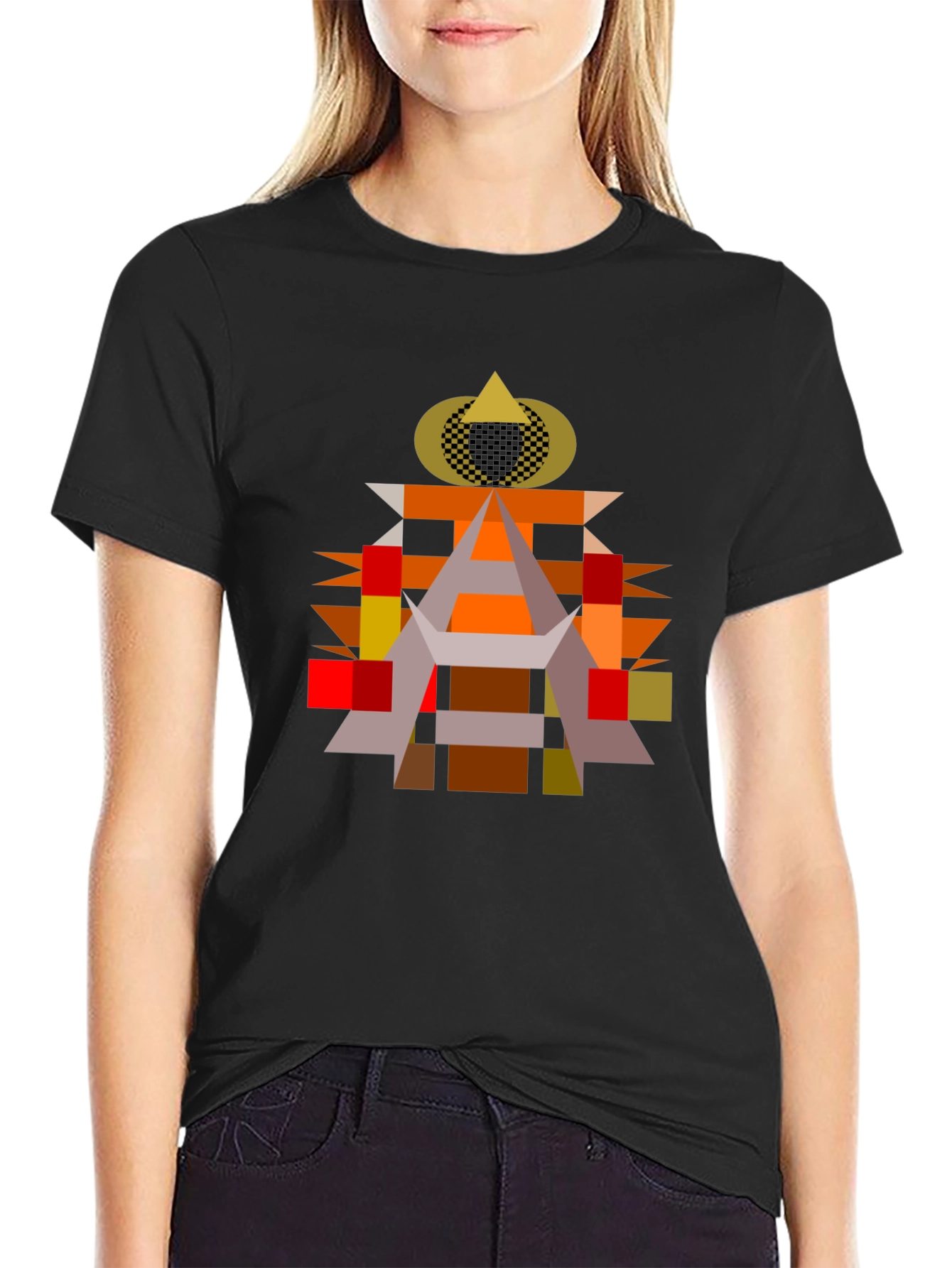Abstract Geometric Art Black T-Shirt