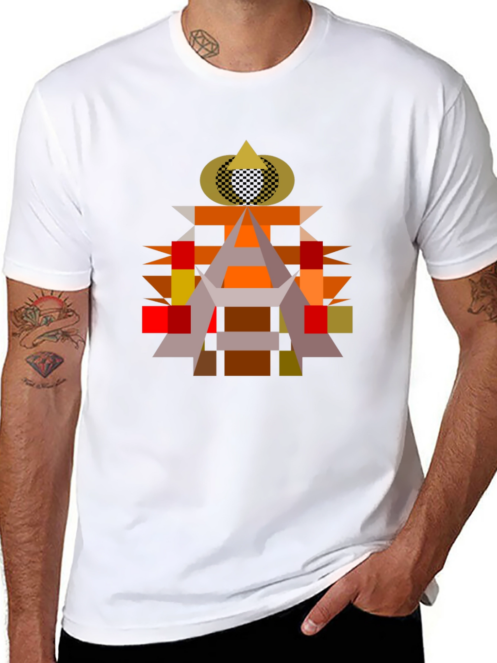 Abstract Geometric Art Black T-Shirt