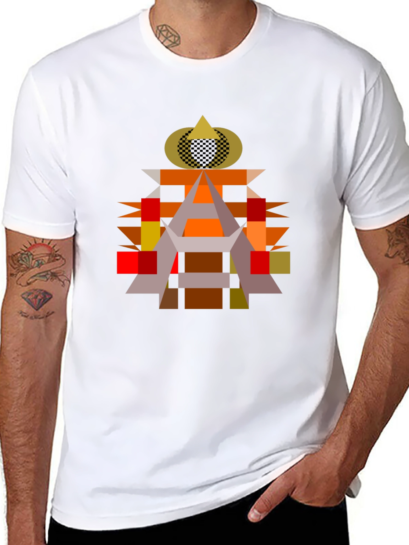 Abstract Geometric Art Black T-Shirt