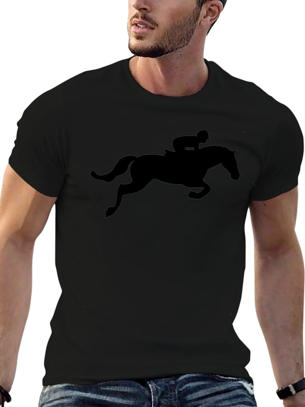 Black Horse Rider Silhouette T-Shirt