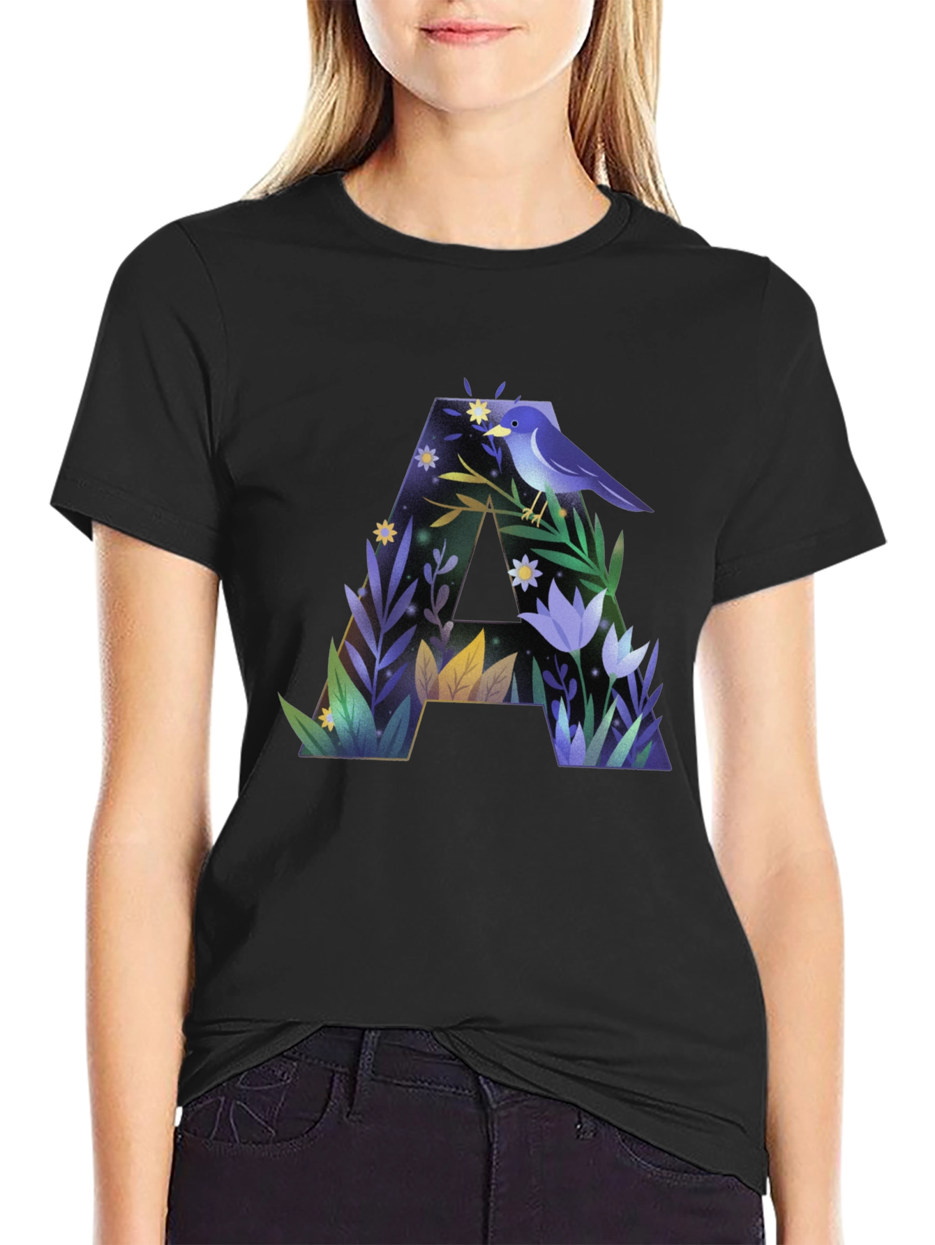 Botanical A Letter Graphic T-Shirt