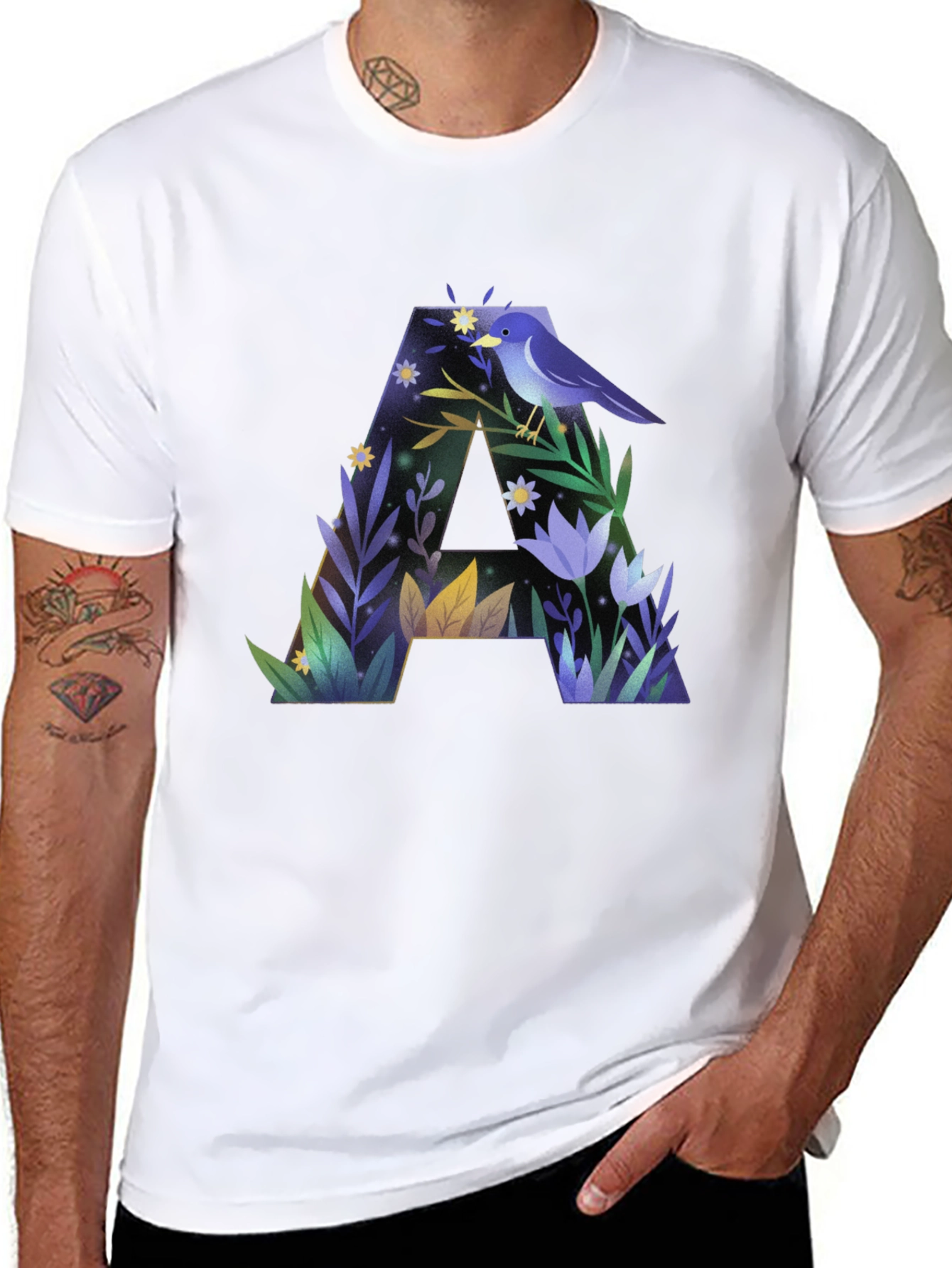 Botanical A Letter Graphic T-Shirt