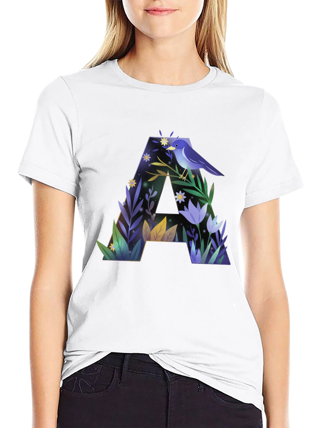 Botanical A Letter Graphic T-Shirt