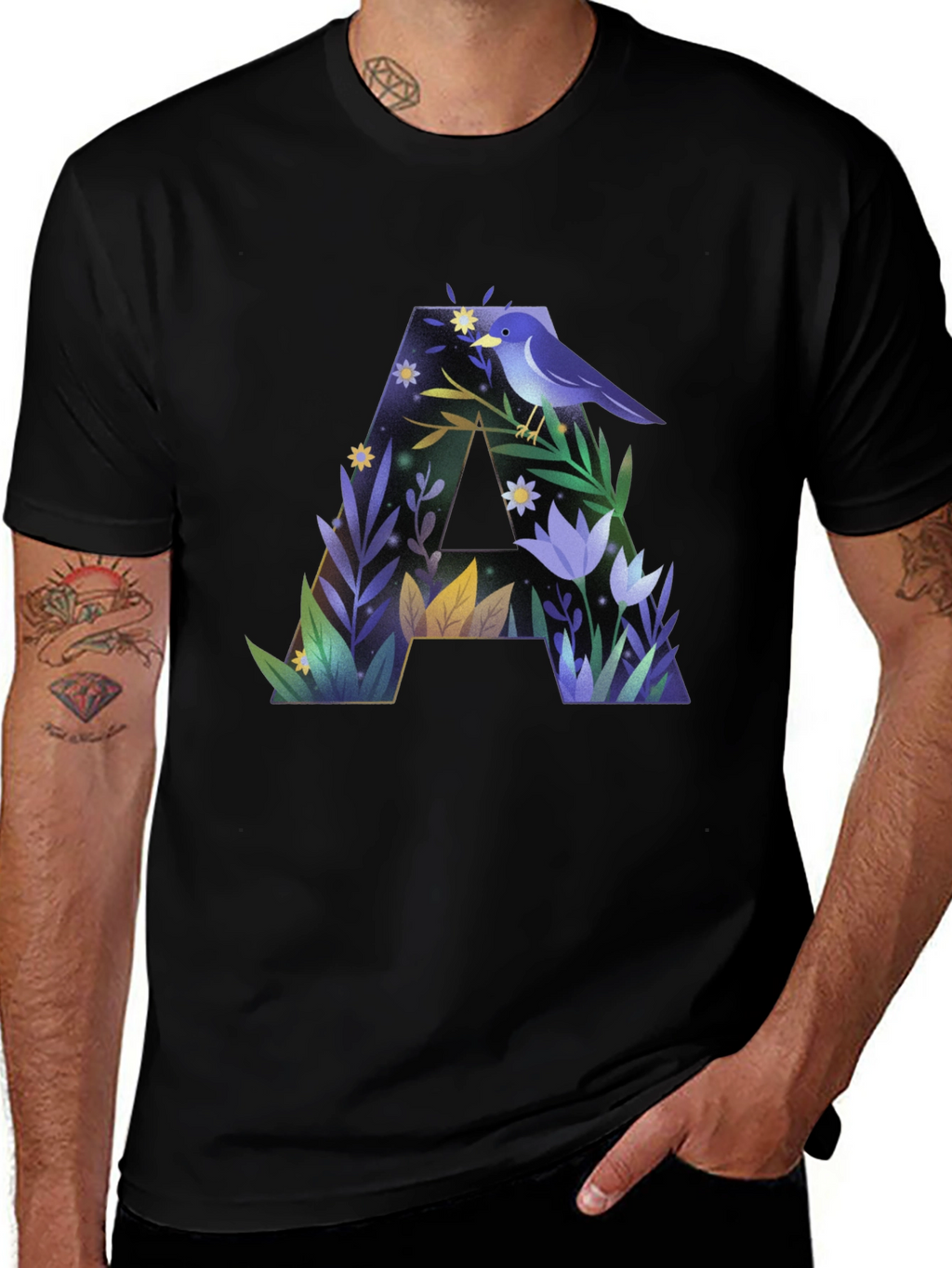 Botanical A Letter Graphic T-Shirt