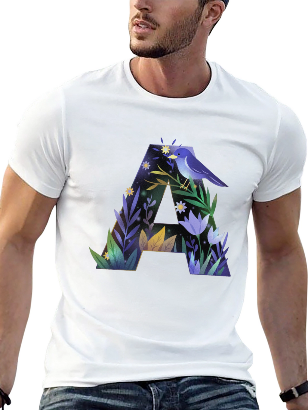 Botanical A Letter Graphic T-Shirt