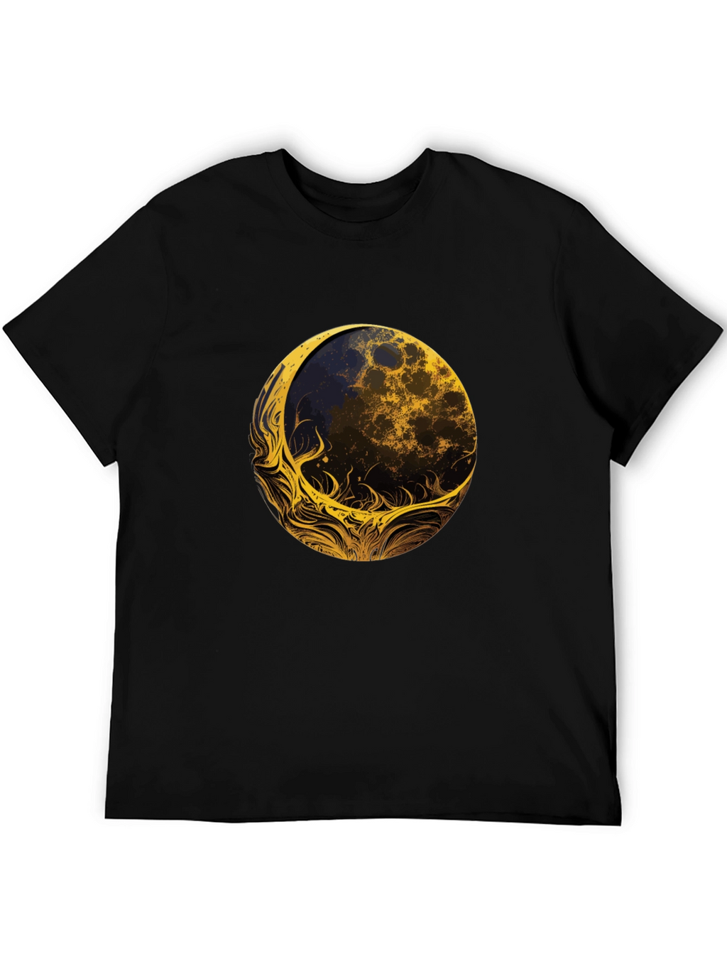 Abstract Moon Graphic Tee - Black