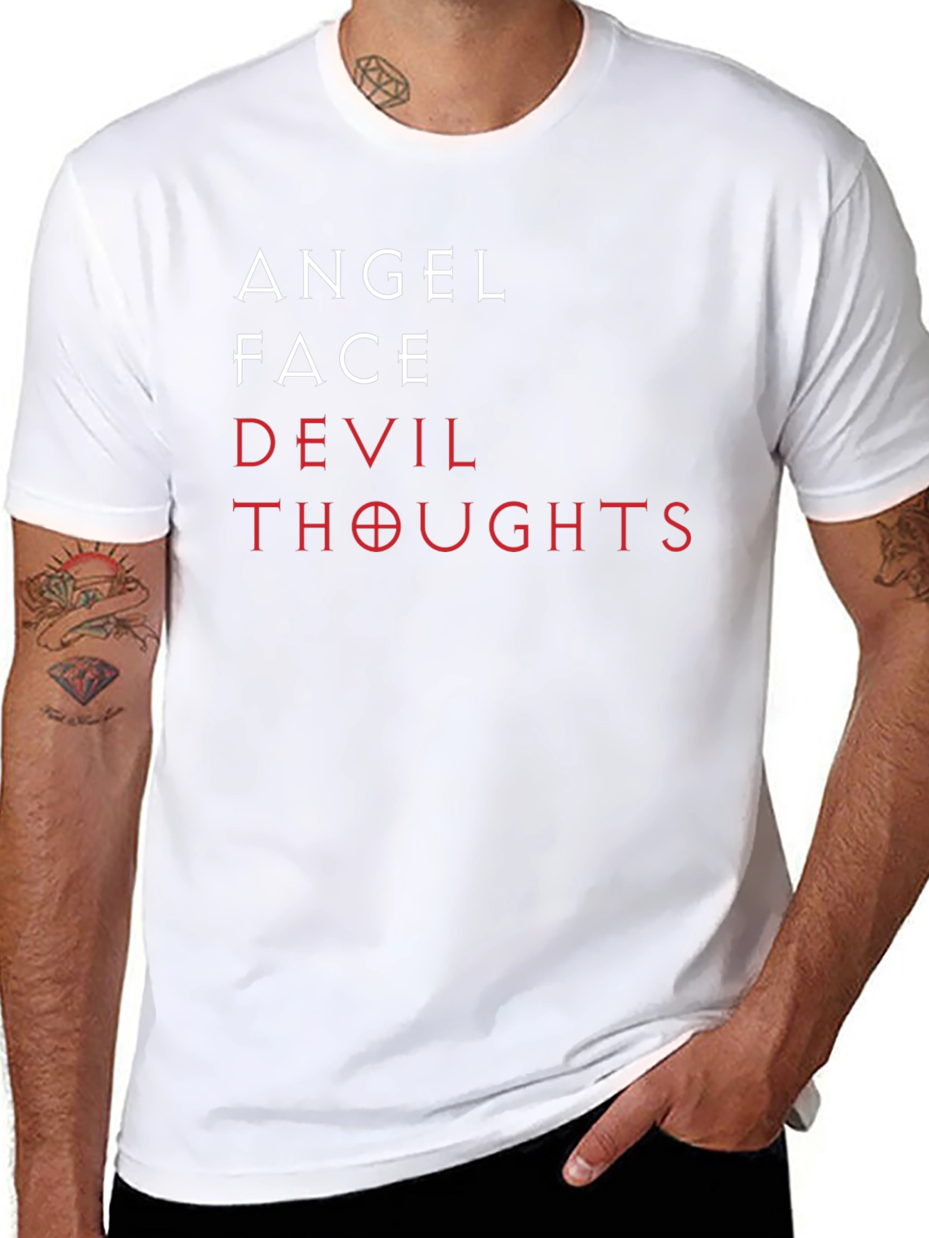 Angel Face Devil Thoughts Graphic Tee