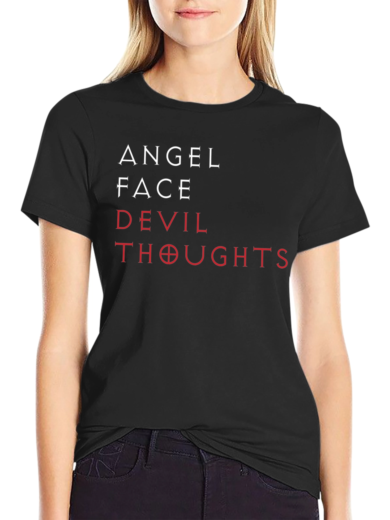 Angel Face Devil Thoughts Graphic Tee