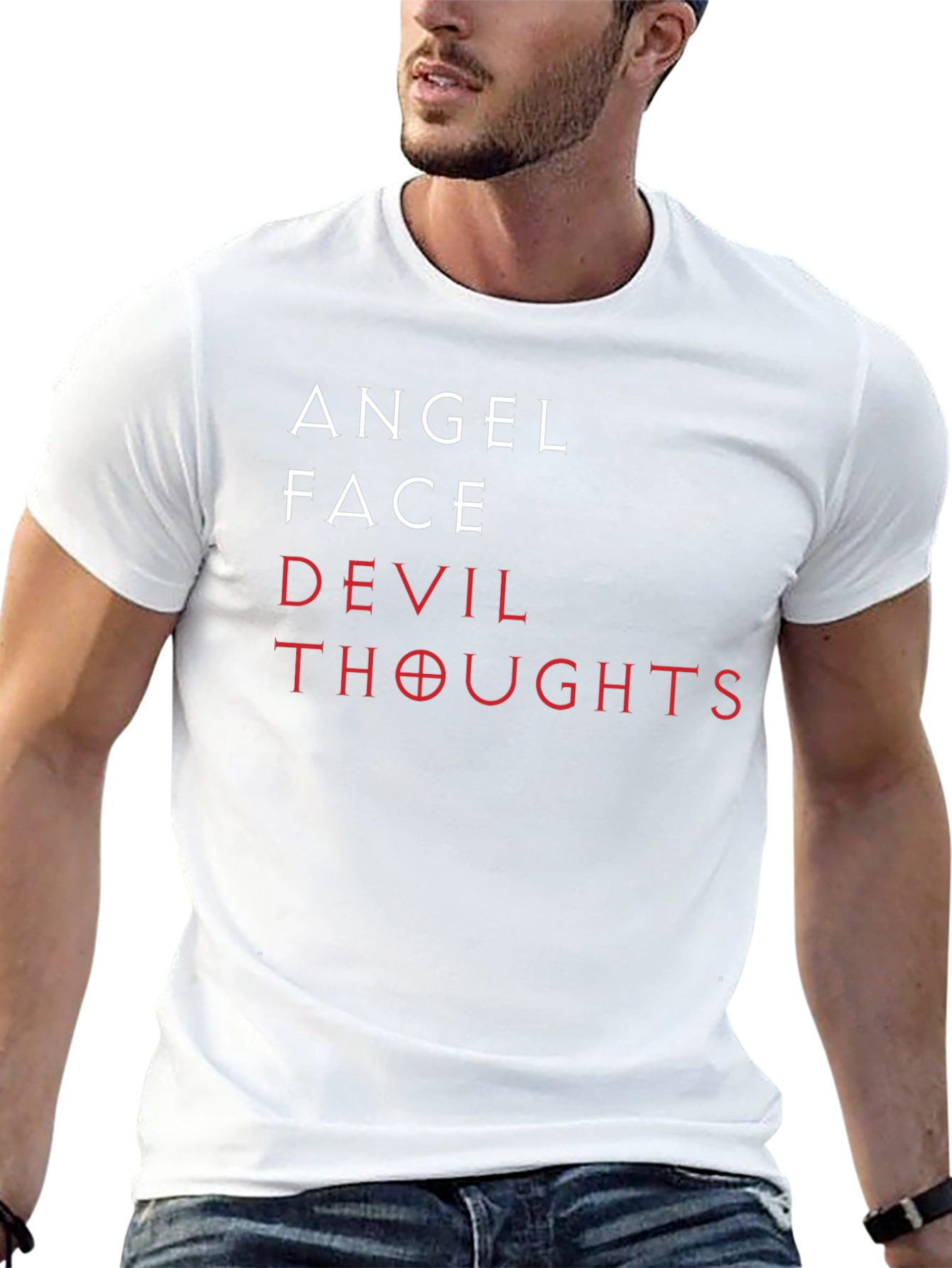 Angel Face Devil Thoughts Graphic Tee