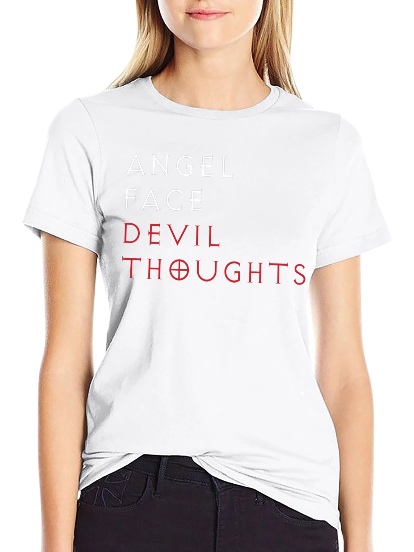 Angel Face Devil Thoughts Graphic Tee
