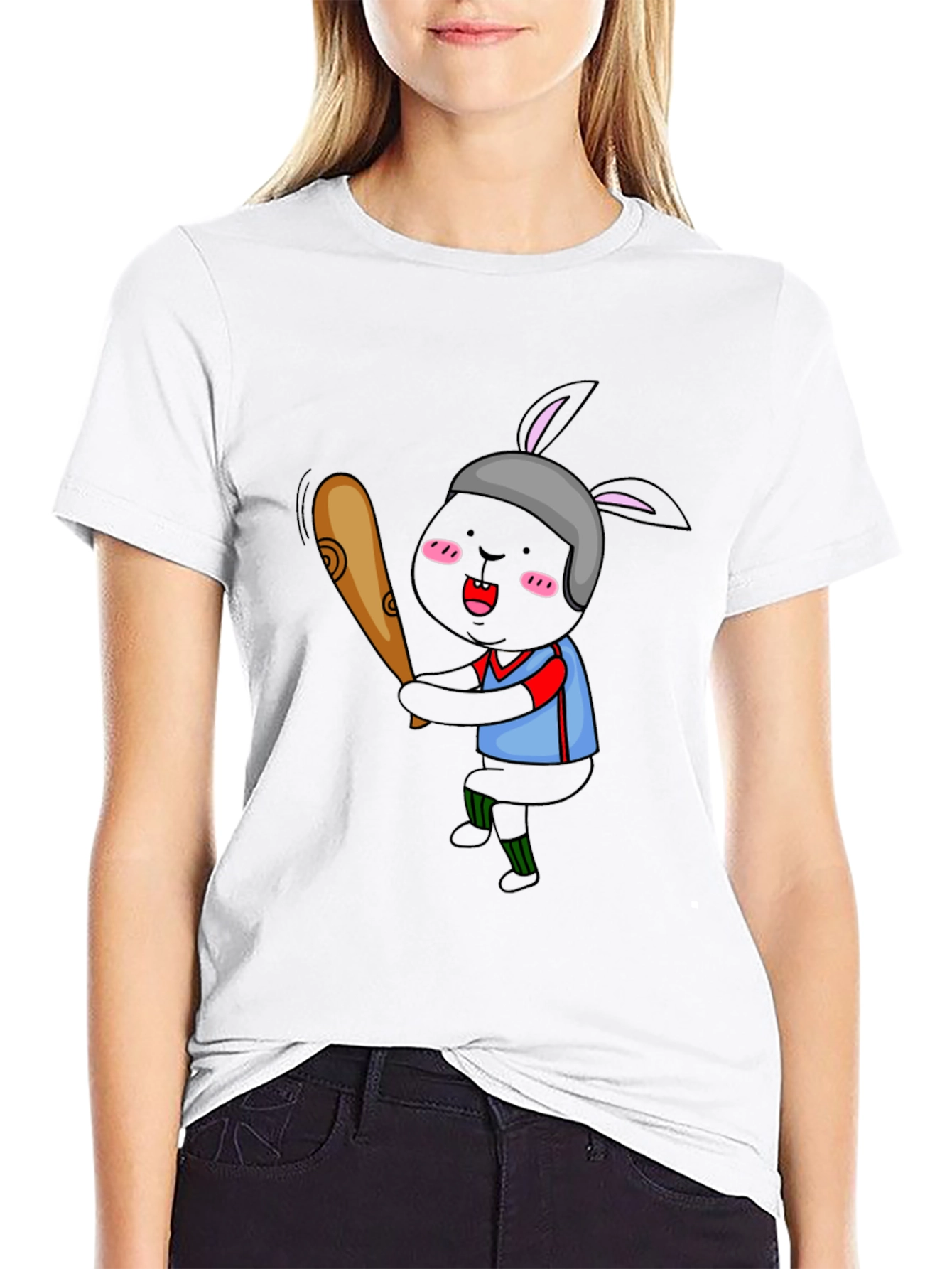 Baseball Bunny Graphic T-Shirt