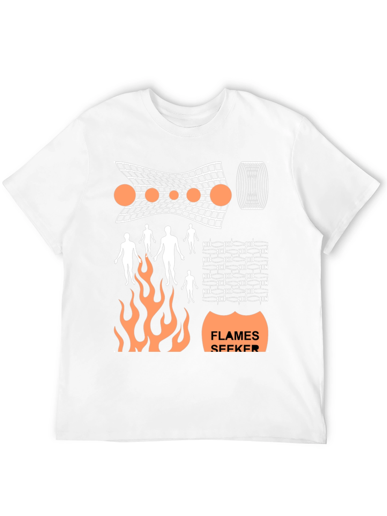 Abstract Graphic Print Tee - Flames Seeker Black T-Shirt