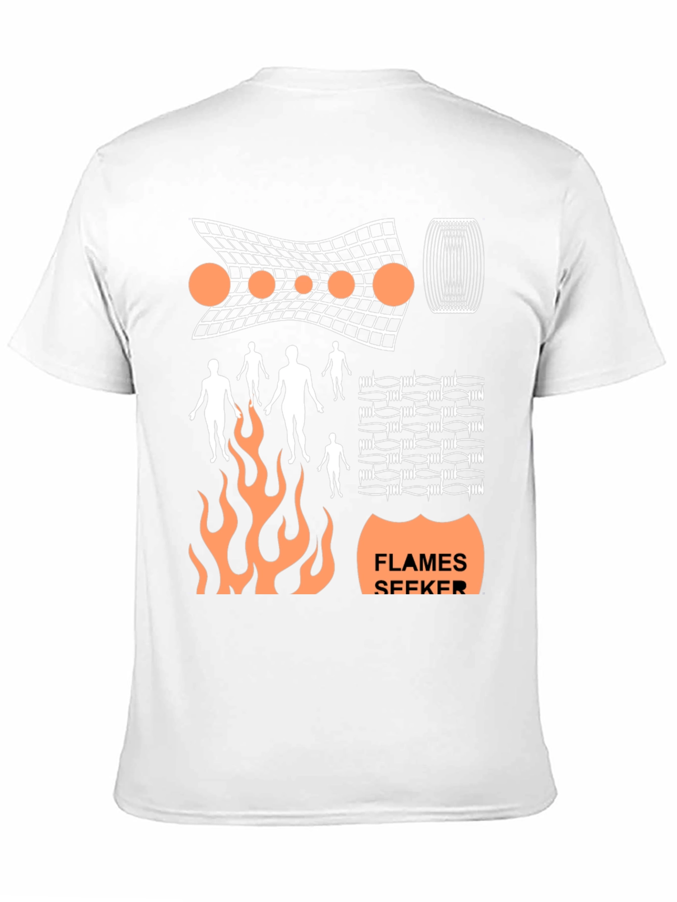 Abstract Graphic Print Tee - Flames Seeker Black T-Shirt