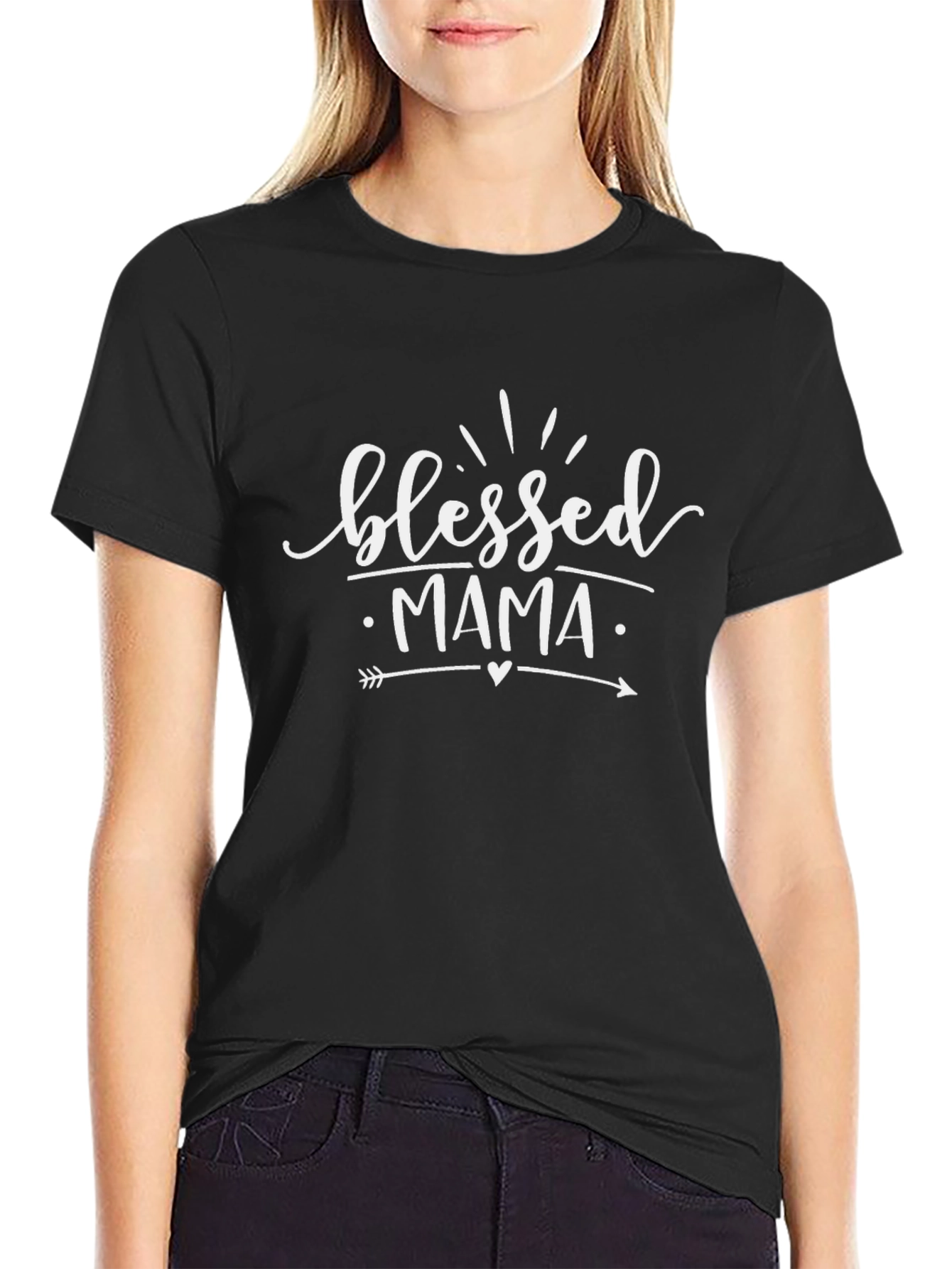 Blessed Mama Graphic Tee - Black