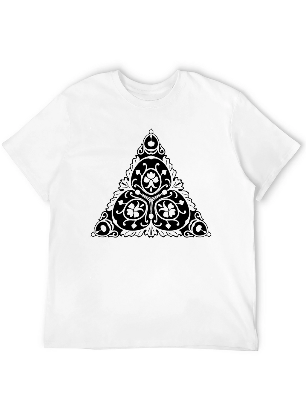 Black T-Shirt with Triangle Clover Graphic