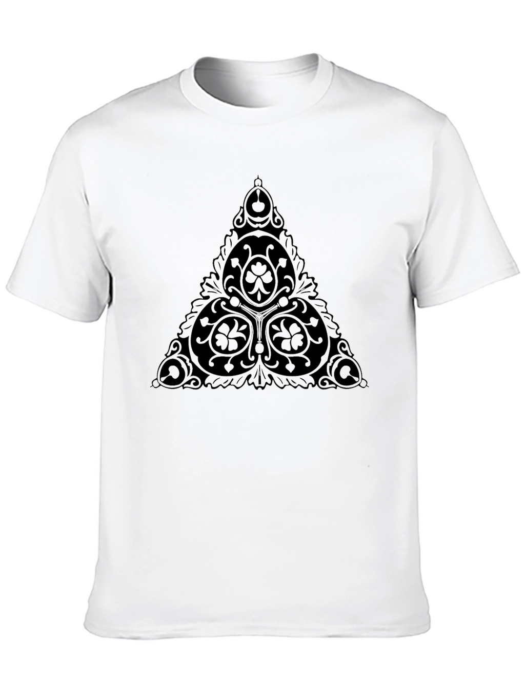 Black T-Shirt with Triangle Clover Graphic