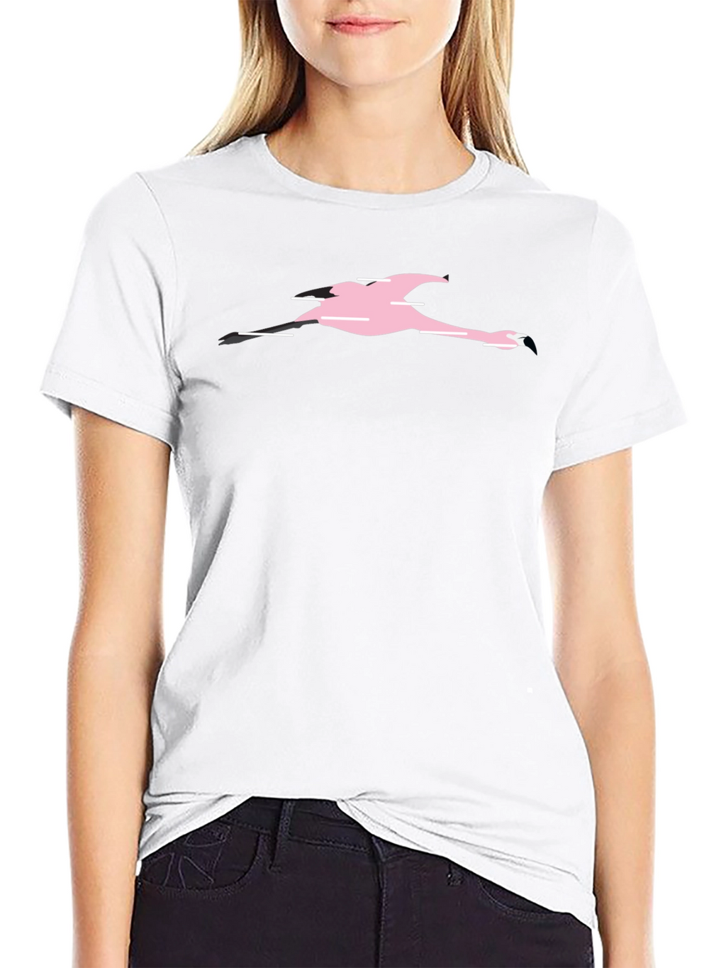 Black T-Shirt with Pink Flamingo Graphic