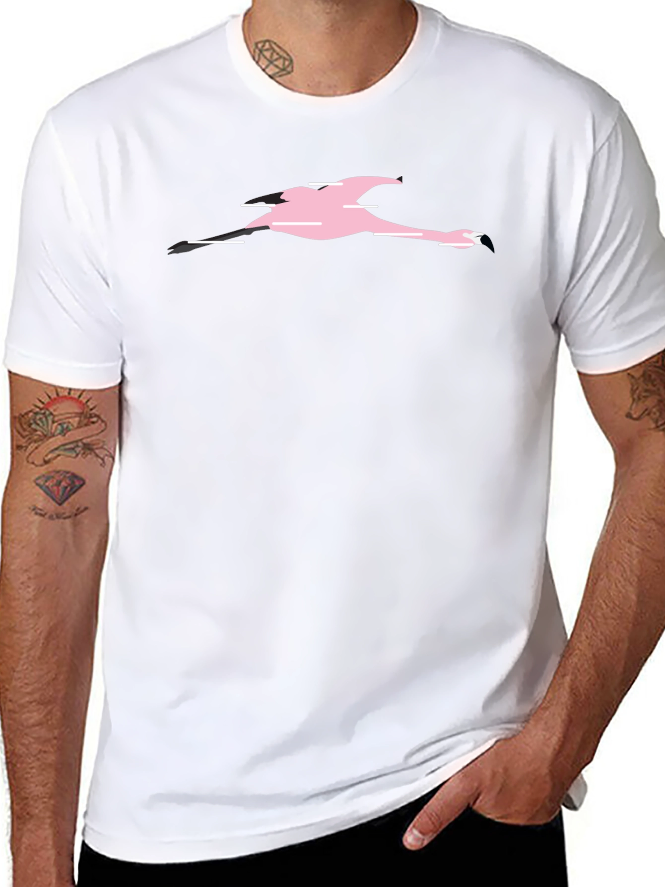Black T-Shirt with Pink Flamingo Graphic