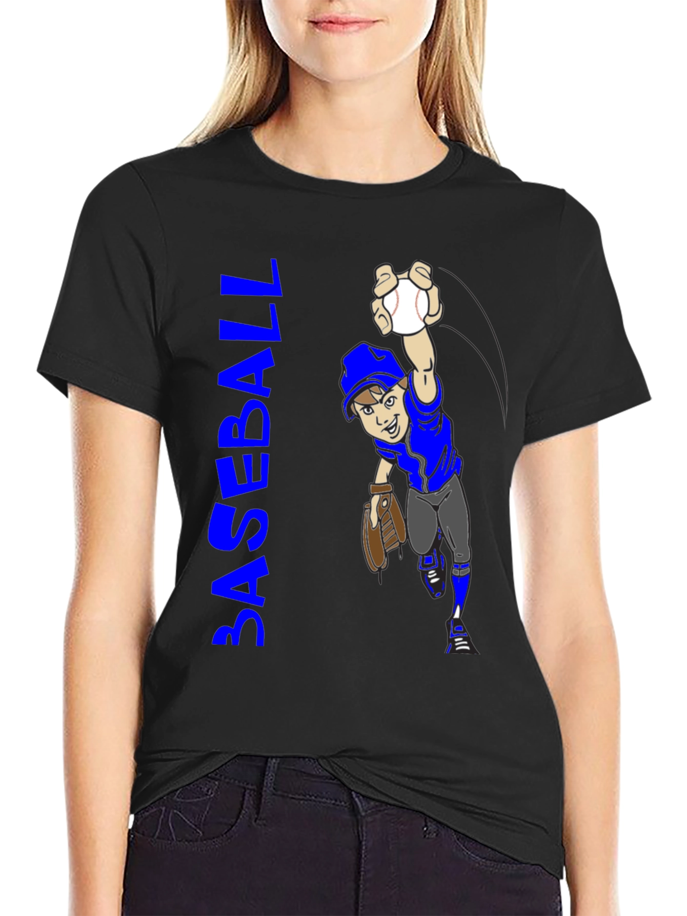 Baseball Cartoon Graphic T-Shirt