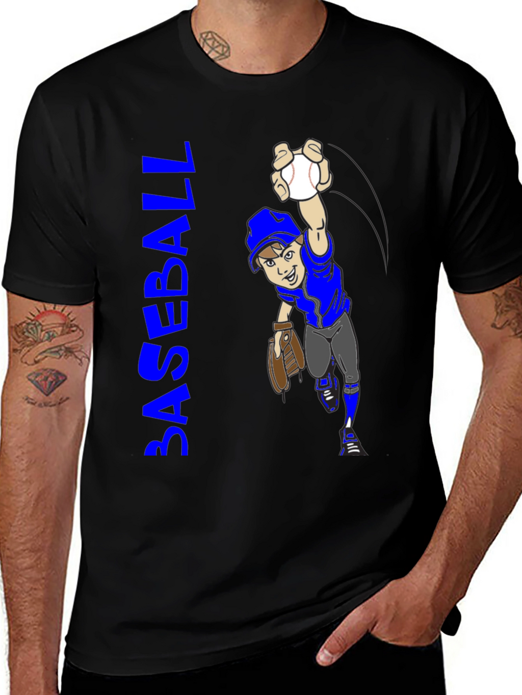 Baseball Cartoon Graphic T-Shirt