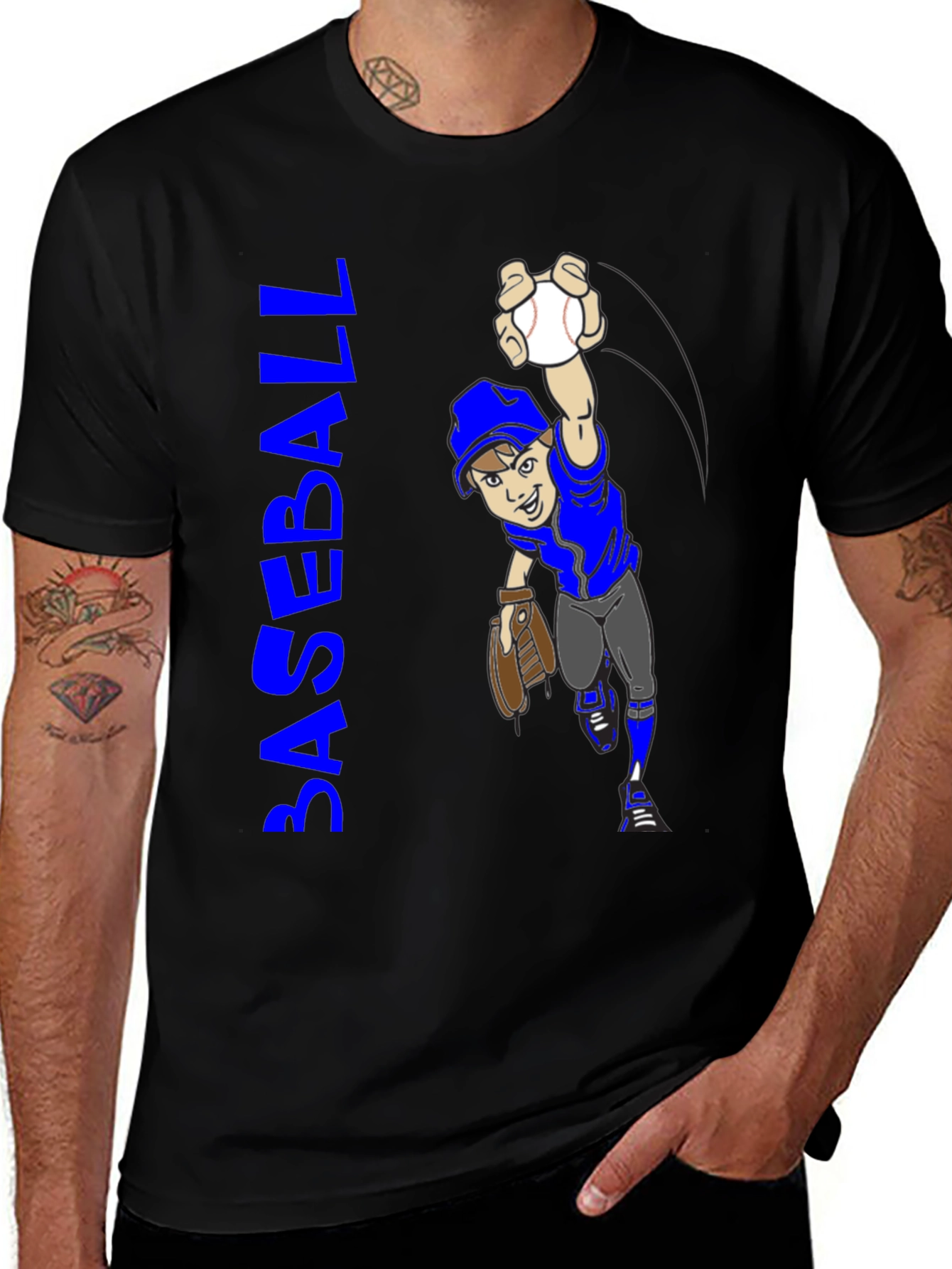 Baseball Cartoon Graphic T-Shirt