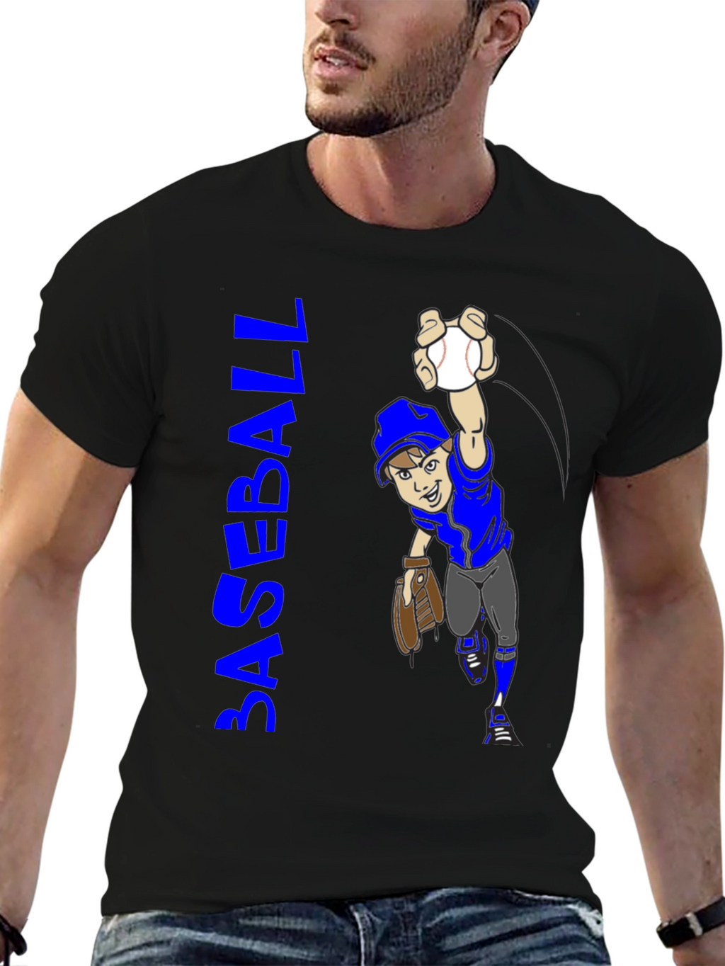 Baseball Cartoon Graphic T-Shirt