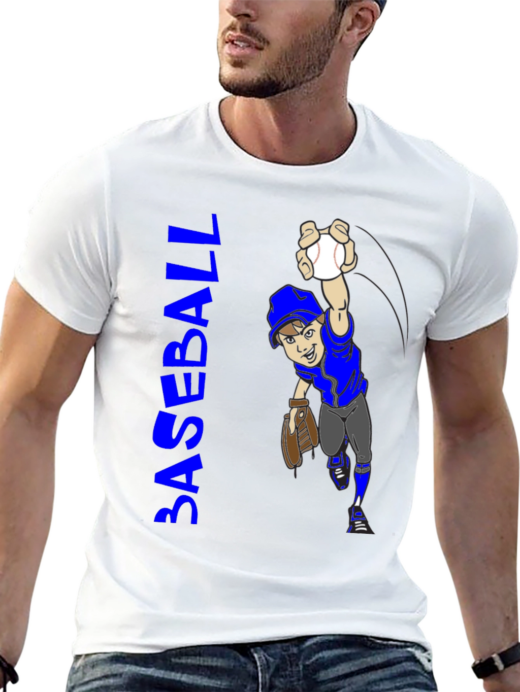 Baseball Cartoon Graphic T-Shirt