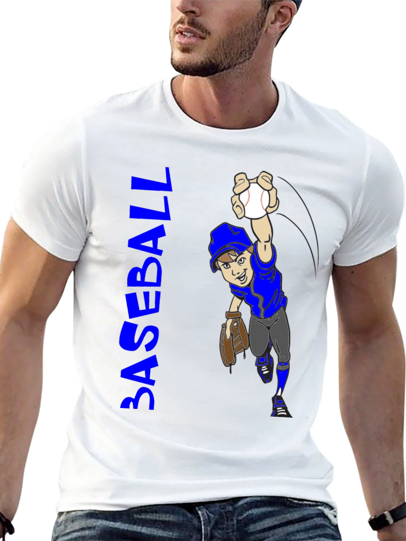 Baseball Cartoon Graphic T-Shirt