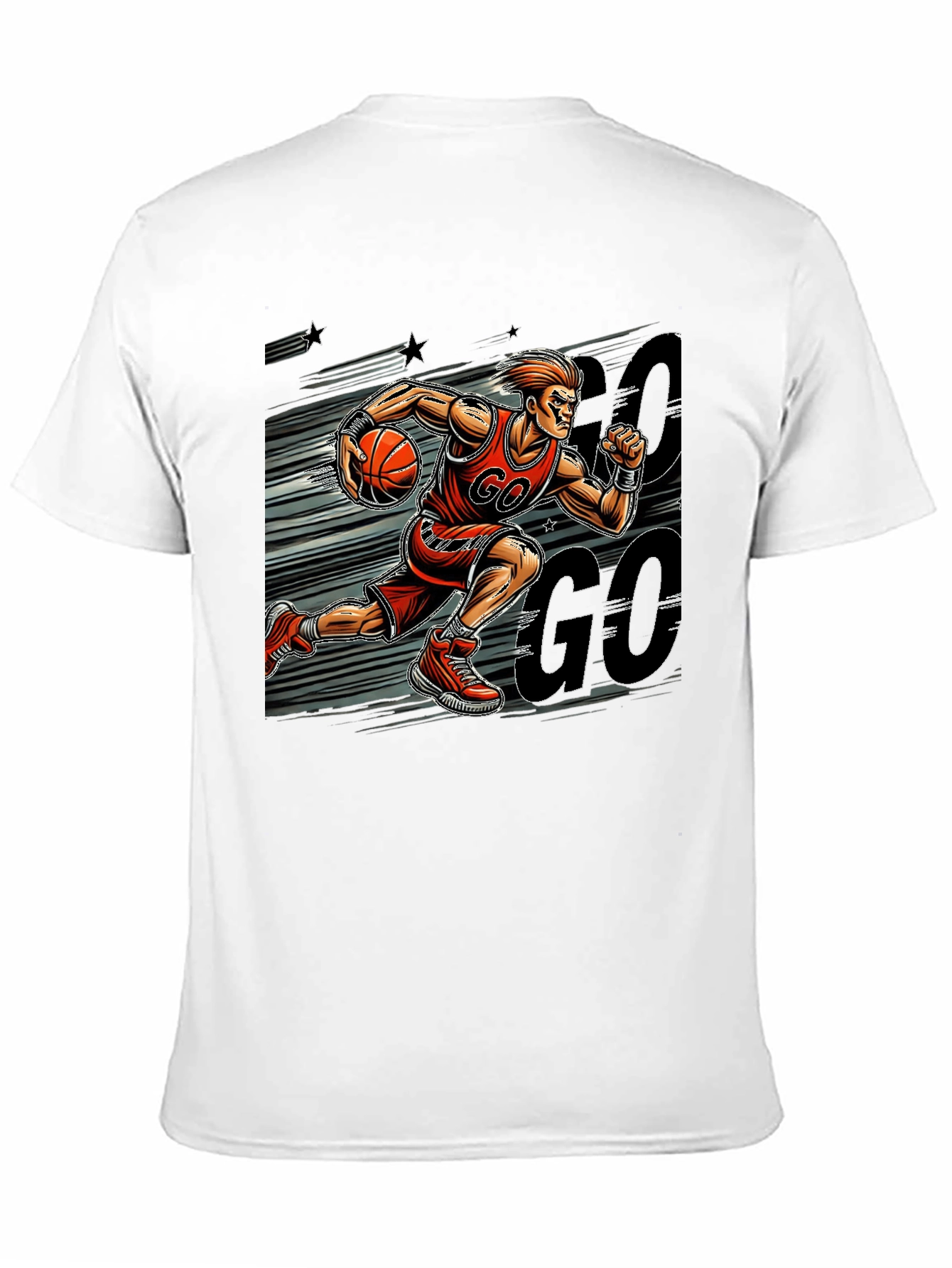 Basketball Player GO Graphic Print Black T-Shirt