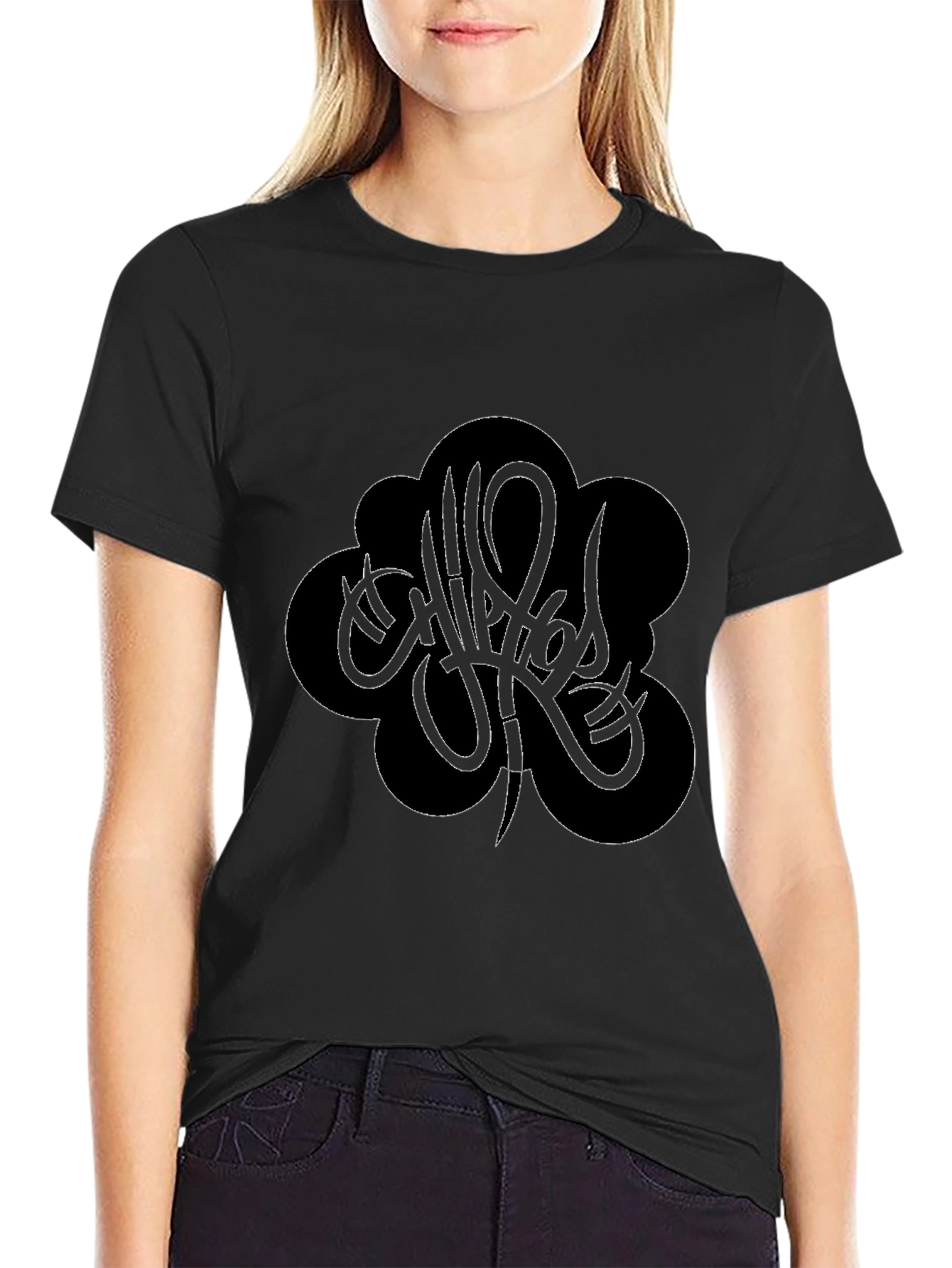 Black Graphic Tee - Unique Tattoo Style Design
