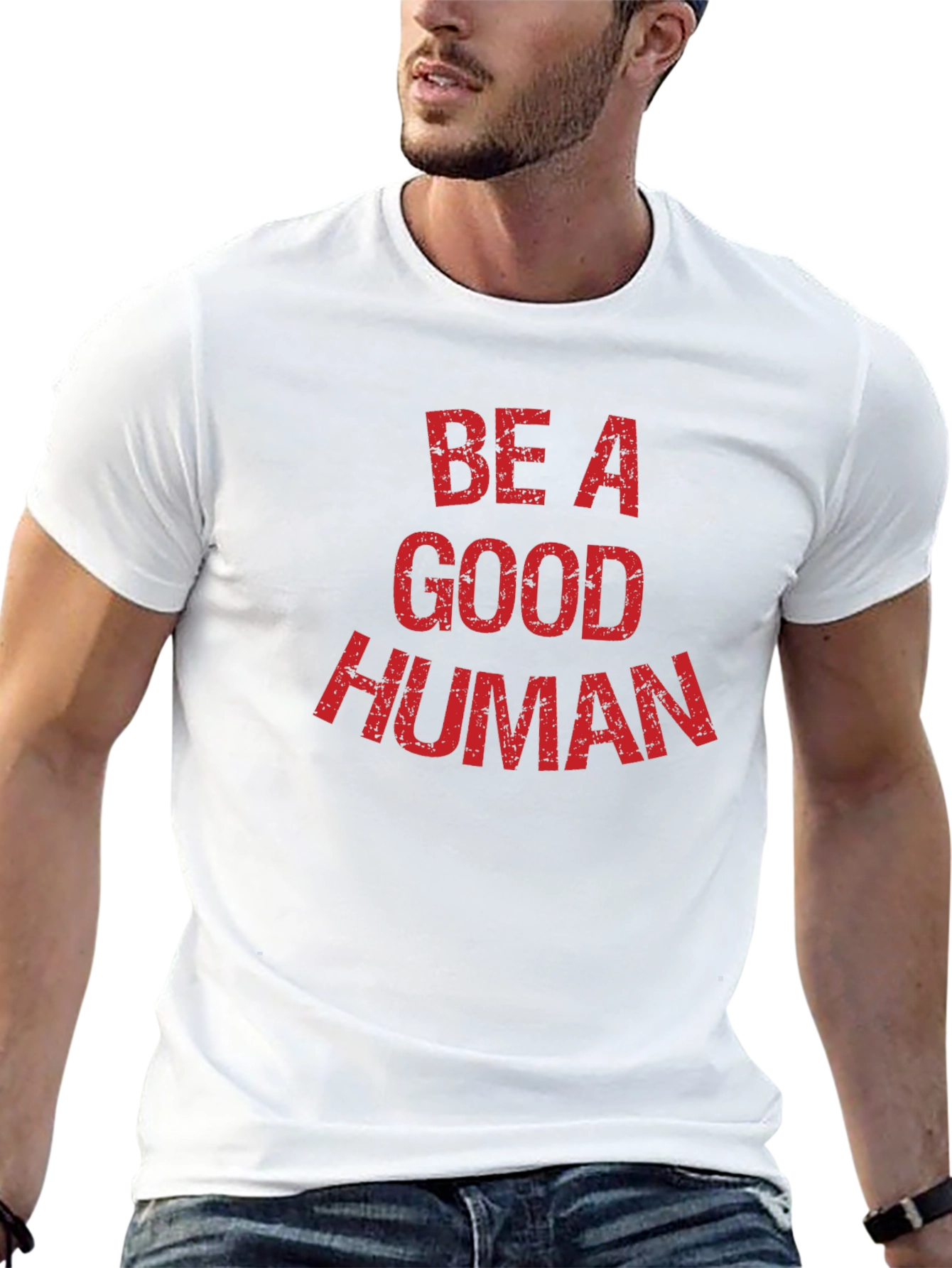 Be A Good Human Graphic Tee - Black Cotton T-Shirt