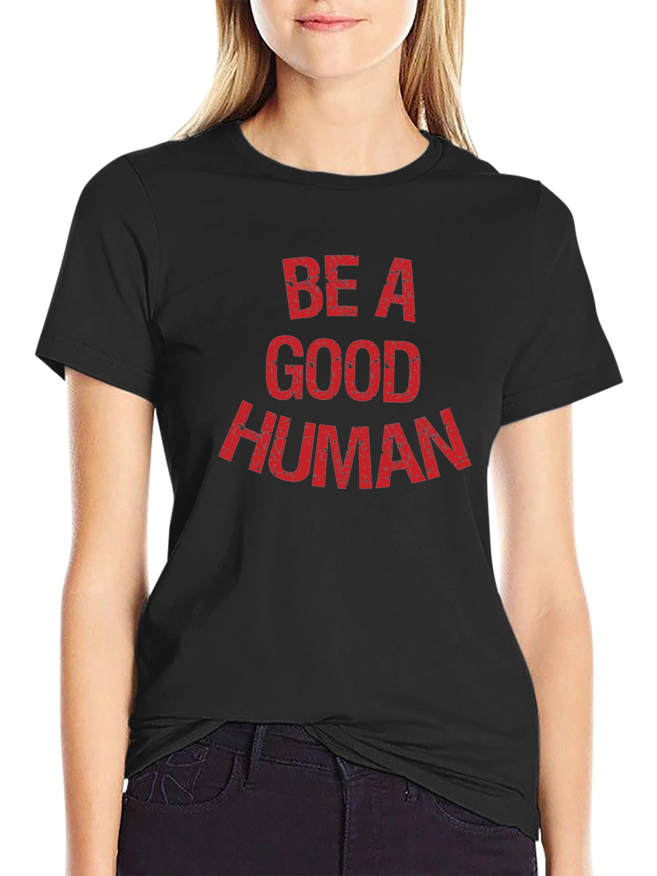 Be A Good Human Graphic Tee - Black Cotton T-Shirt