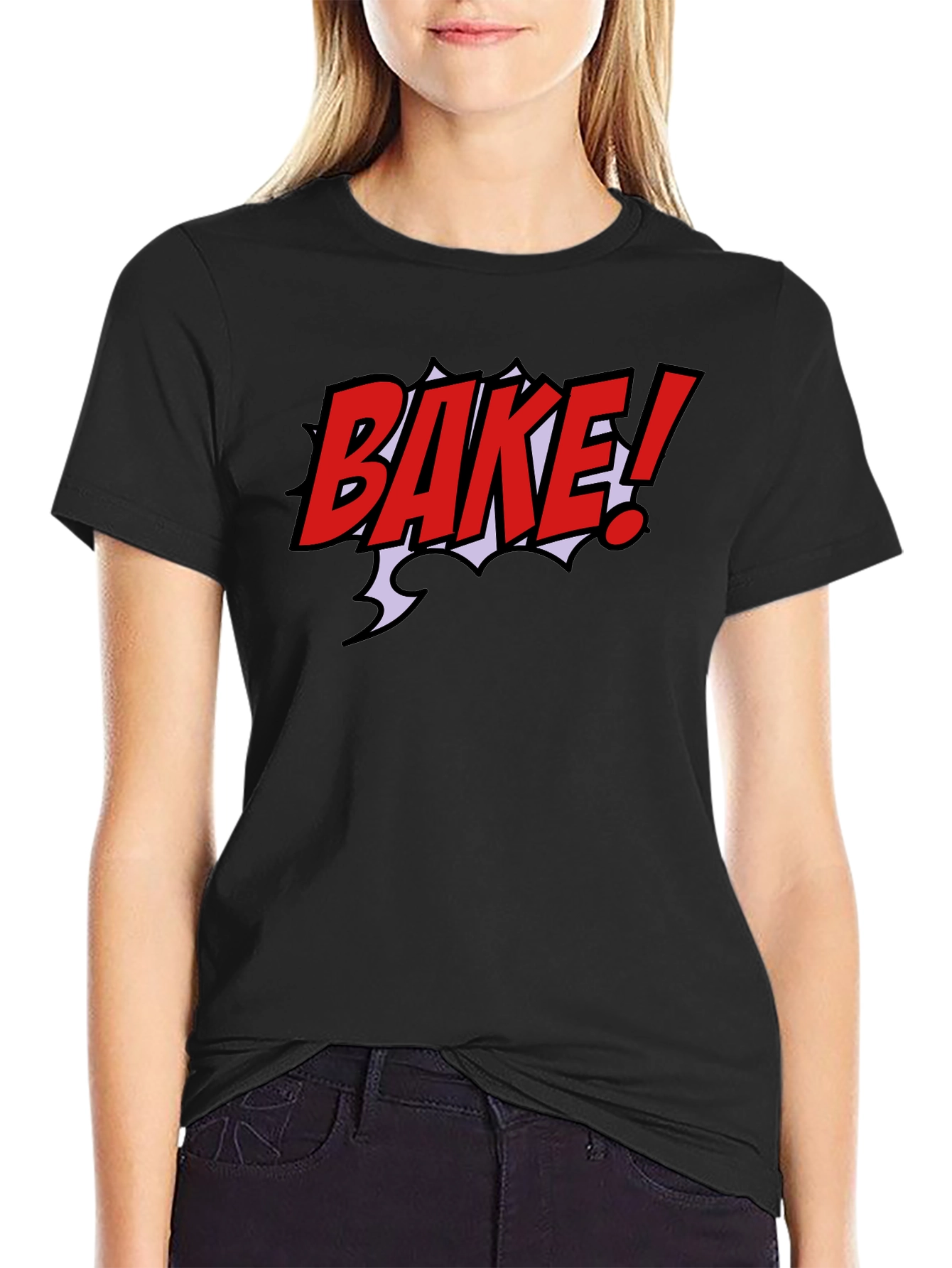 Bake! Graphic T-Shirt - Bold Red Comic Style Design