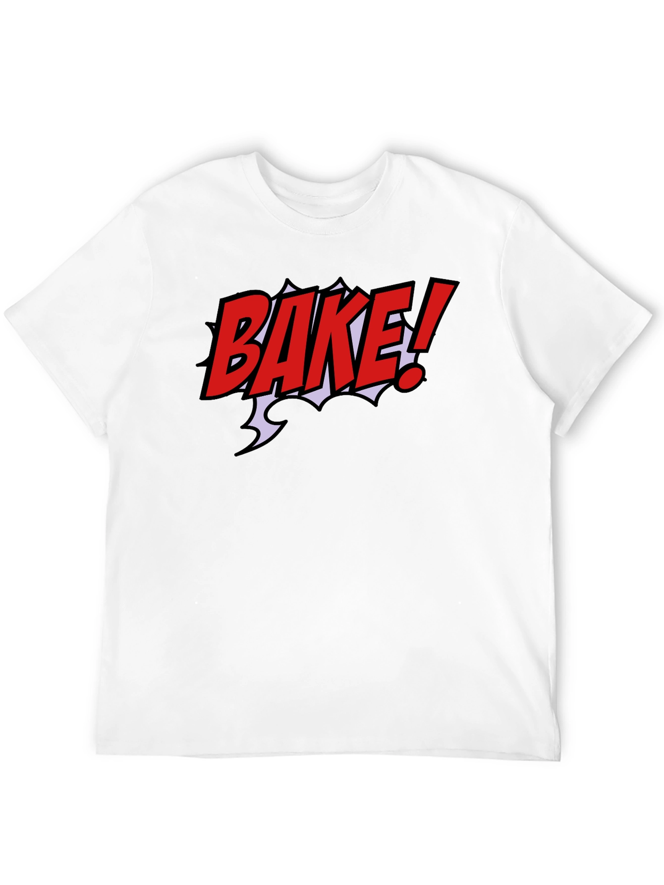 Bake! Graphic T-Shirt - Bold Red Comic Style Design