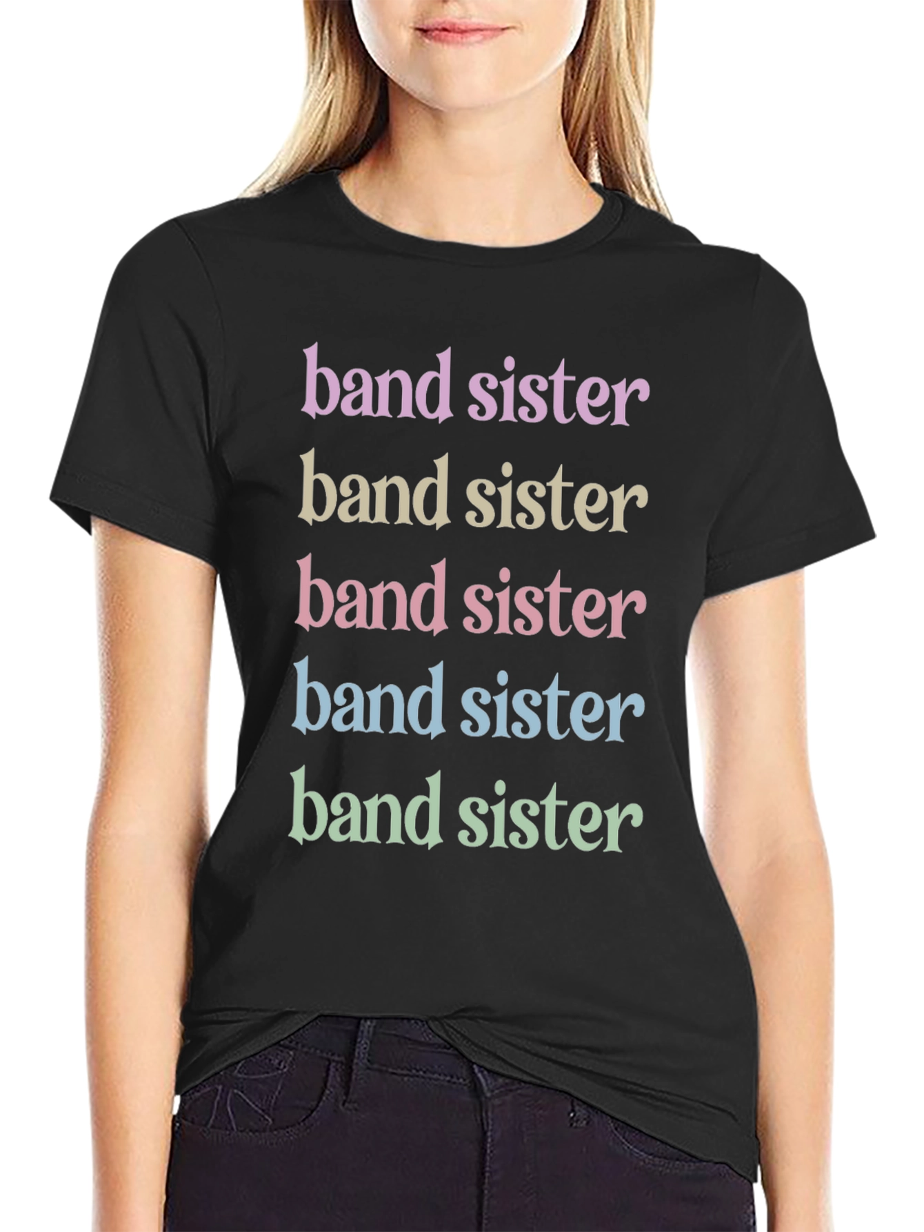 Band Sister Graphic T-Shirt - Colorful Design
