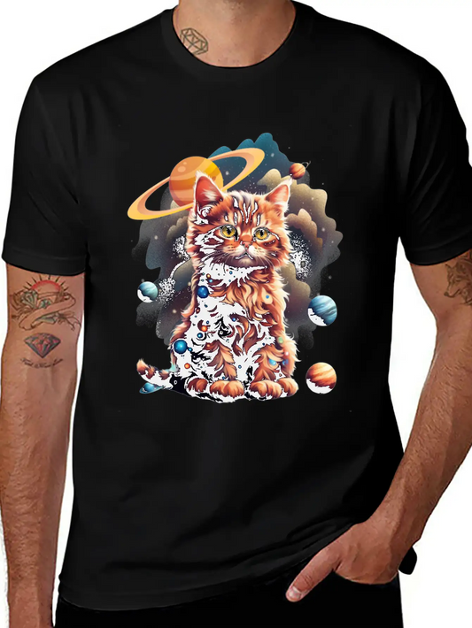 'Cosmos Kitten' Art GD Essential Unisex Summer Tee – Soft Cotton Casual Fit
