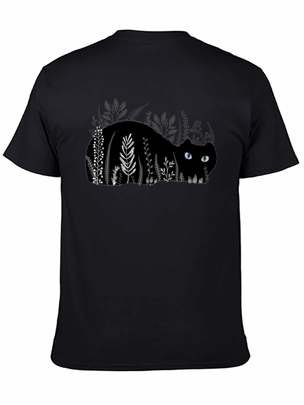 Black Cat in Garden T-Shirt