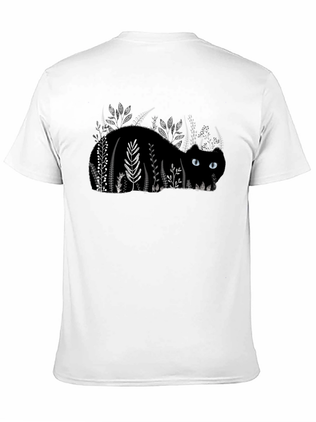 Black Cat in Garden T-Shirt