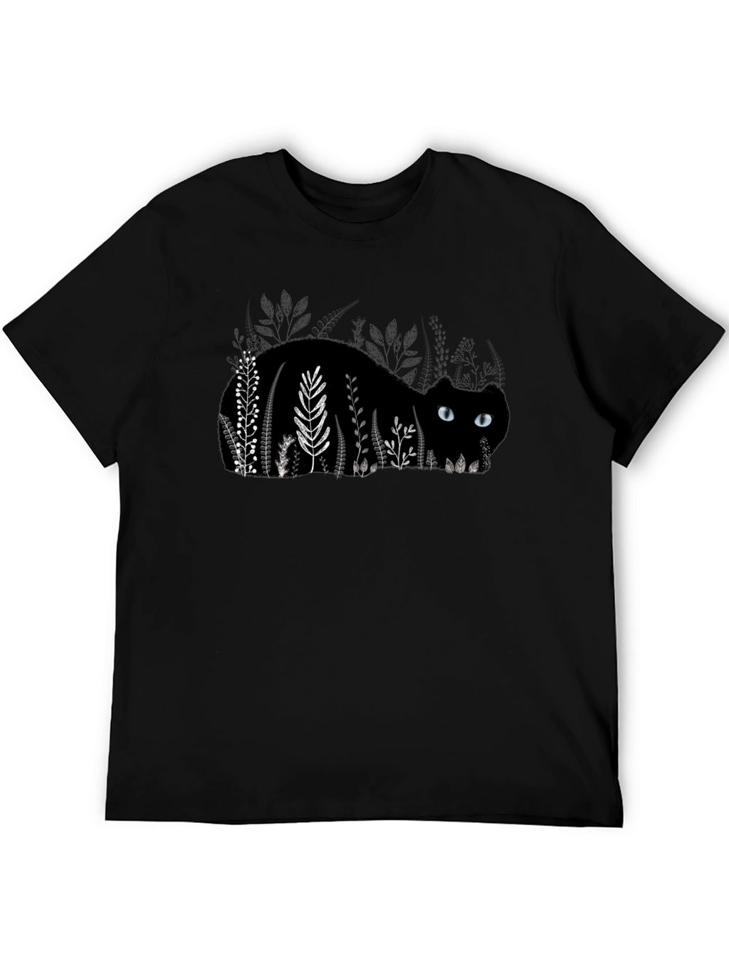 Black Cat in Garden T-Shirt