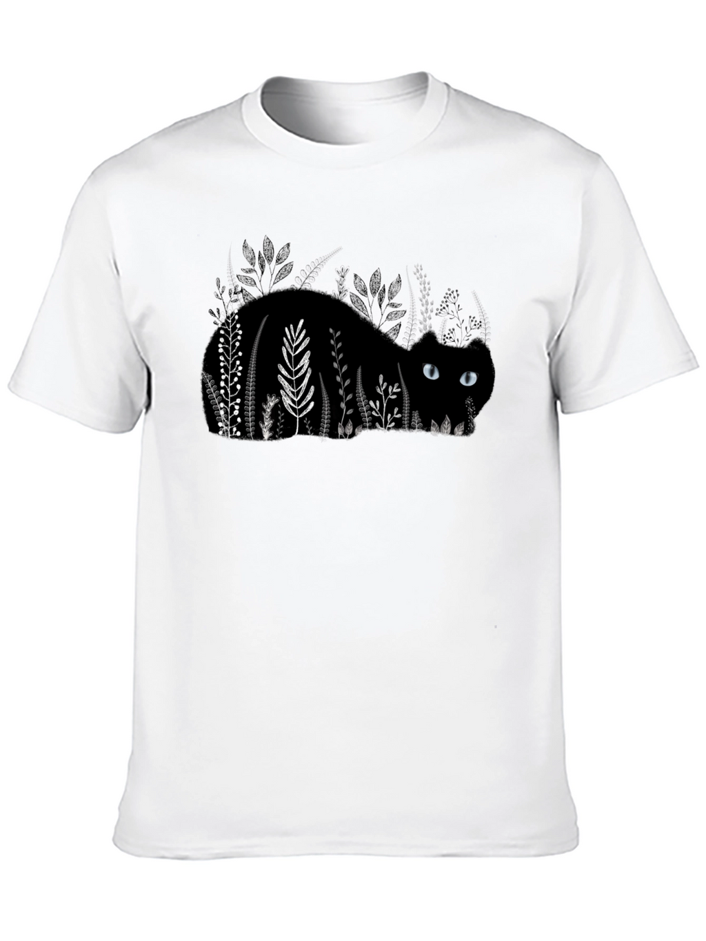 Black Cat in Garden T-Shirt