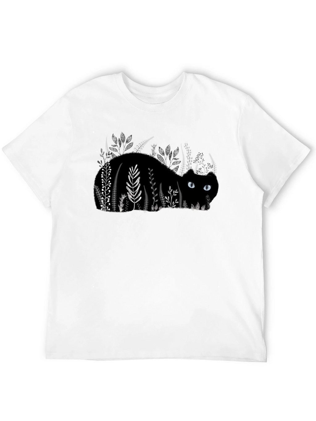 Black Cat in Garden T-Shirt