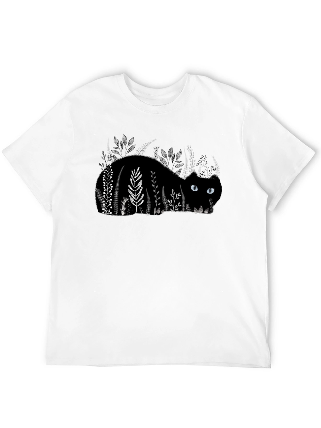 Black Cat in Garden T-Shirt
